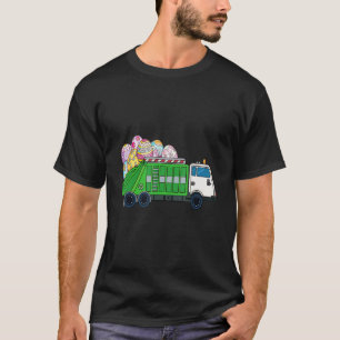 Garbage Truck Eggs Cute Easter Day Egg Hunting Boy T-Shirt