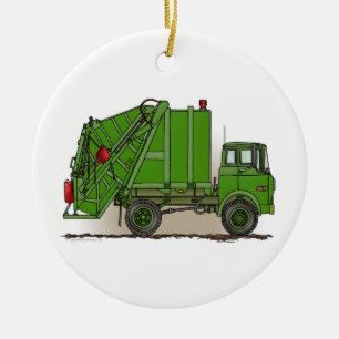 Garbage Truck Green Ceramic Tree Decoration