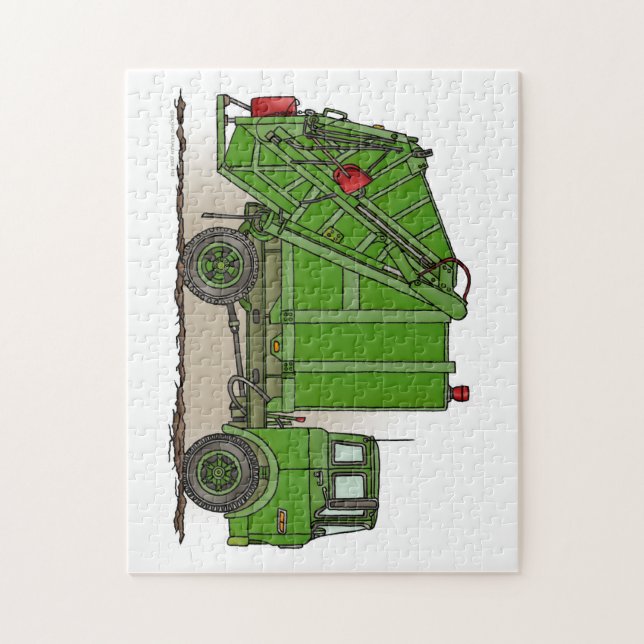Garbage Truck Green Jigsaw Puzzle (Vertical)
