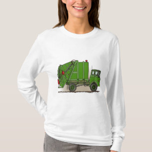 Garbage Truck Green Ladies Hoodie T-Shirt