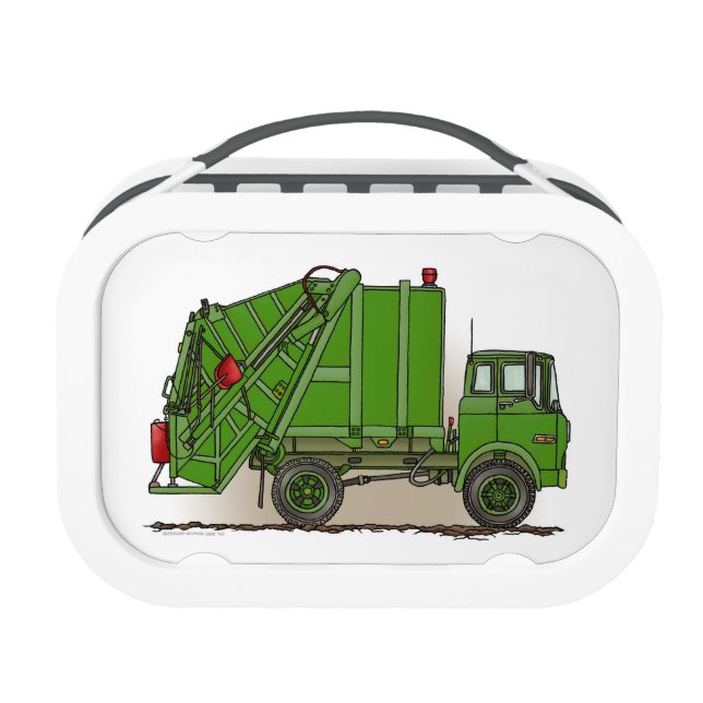 Garbage Truck Green Lunch Box (Back)