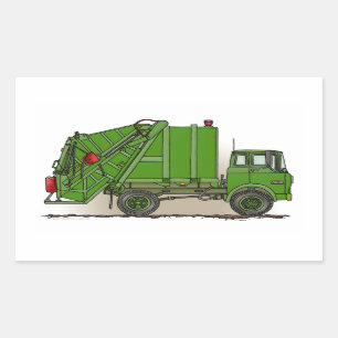 Garbage Truck Green Rectangular Sticker