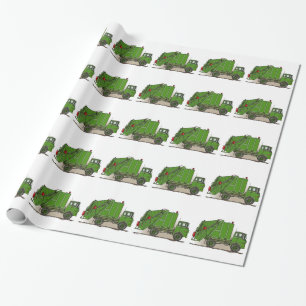 Garbage Truck Green Wrapping Paper