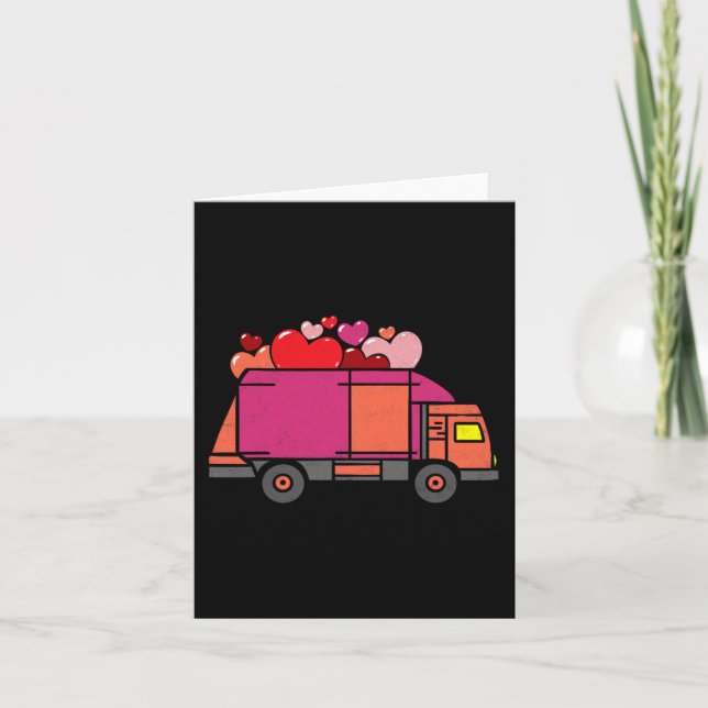 Garbage Truck Hearts Toddler Boys Valentines Day V Card (Front)