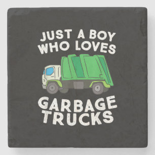 Garbage Truck Just A Boy Who Loves Garbage Trucks Stone Coaster