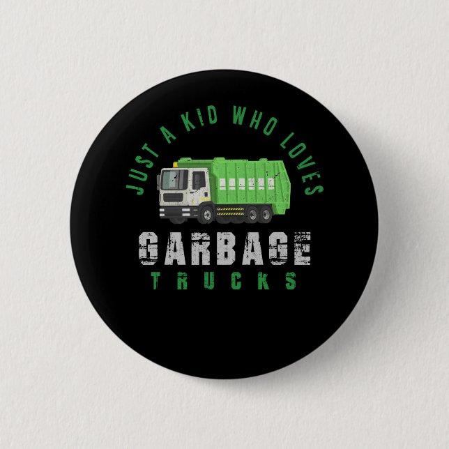 Garbage Truck Kids Boys Recycling Truck 6 Cm Round Badge (Front)
