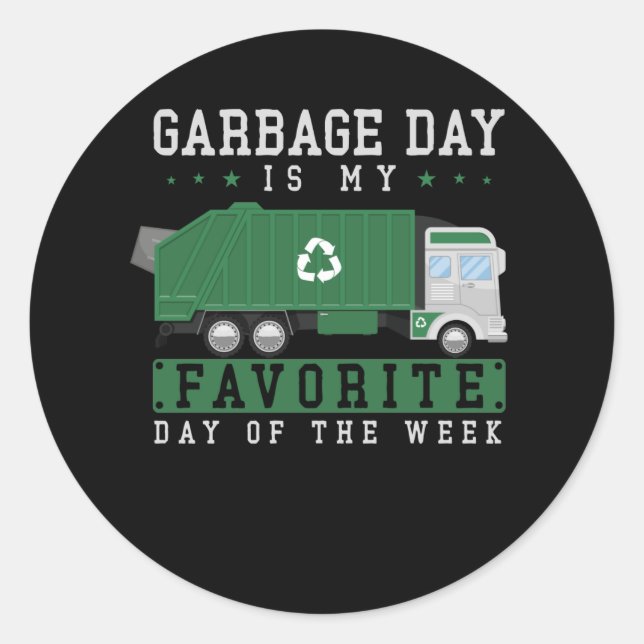 Garbage Truck Kids Boys Recycling Truck Classic Round Sticker (Front)