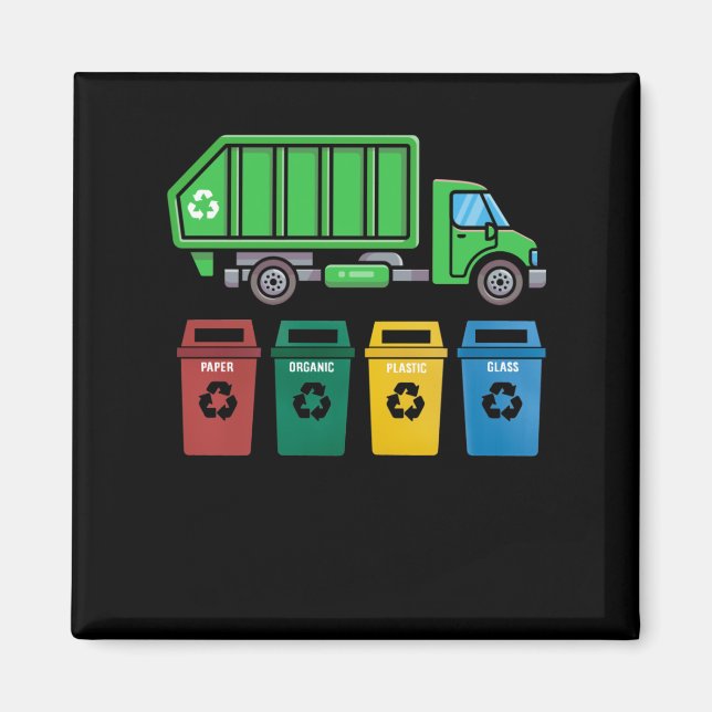 Garbage Truck Kids Boys Recycling Truck Magnet (Front)