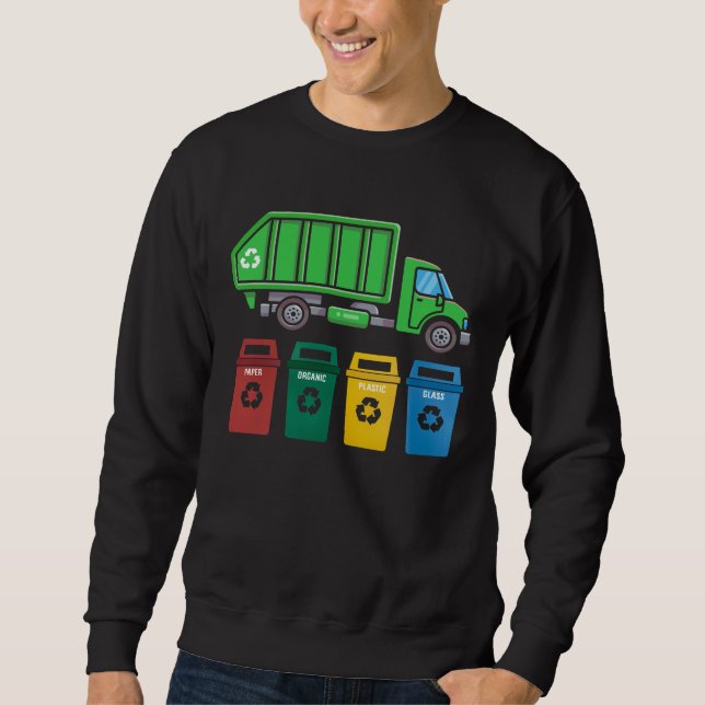 Garbage Truck Kids Boys Recycling Truck Sweatshirt (Front)