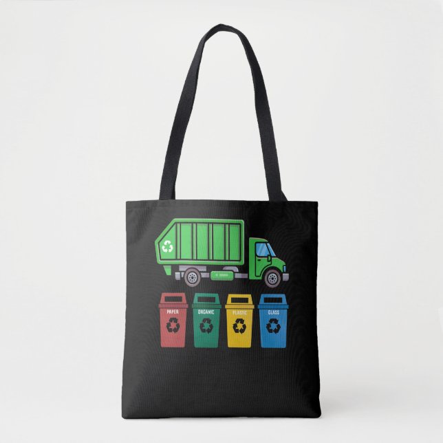Garbage Truck Kids Boys Recycling Truck Tote Bag (Front)