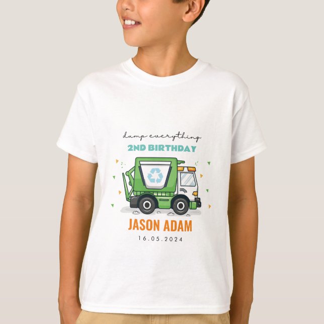 Garbage Truck Kids Tshirts Birthday Party (Front)