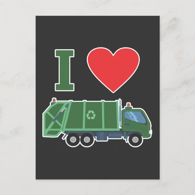 Garbage Truck Love Kids Trash Recycling Driver Postcard (Front)