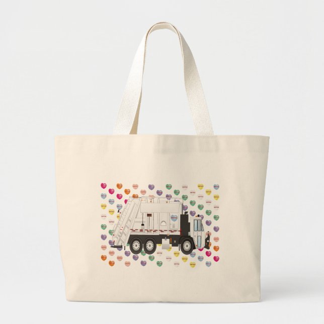 Garbage Truck Love Large Tote Bag (Front)