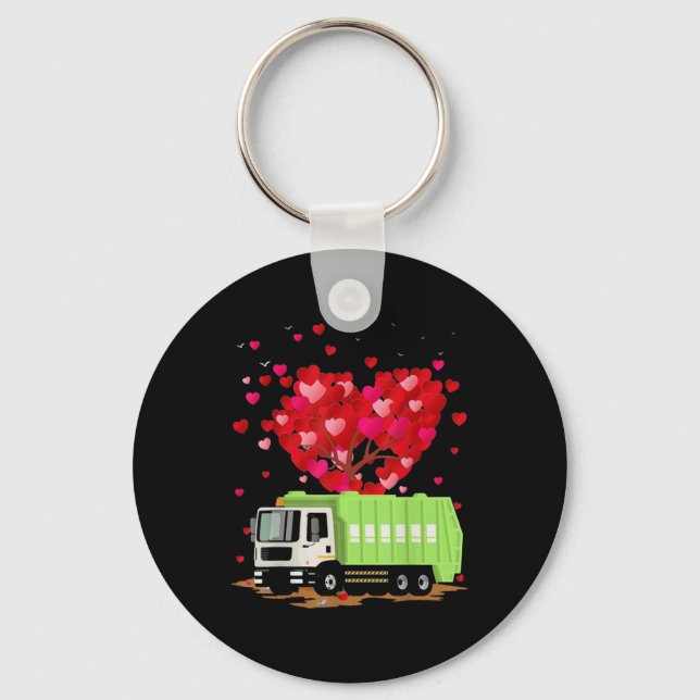 Garbage Truck Lover Heart Shape Key Ring (Front)