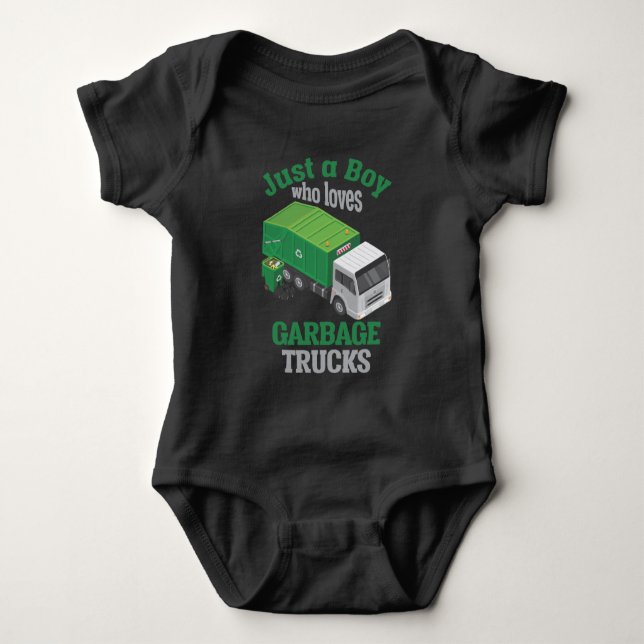 Garbage Truck loving Boy Toddler Cool Recycling Baby Bodysuit (Front)