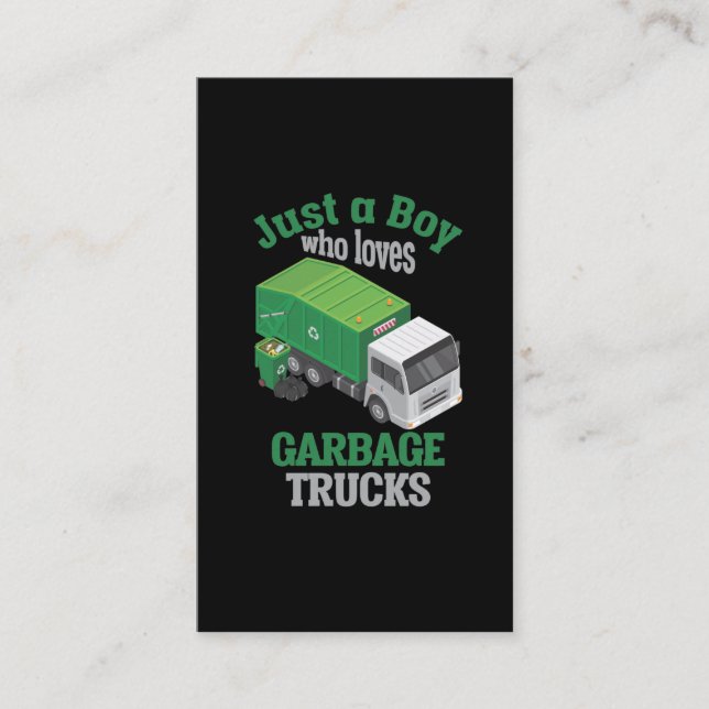 Garbage Truck loving Boy Toddler Cool Recycling Business Card (Front)
