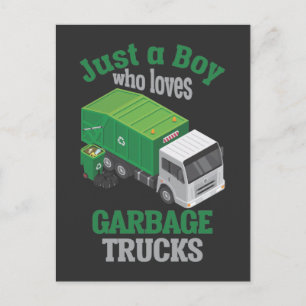 Garbage Truck loving Boy Toddler Cool Recycling Postcard