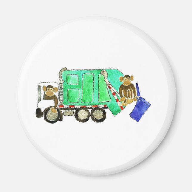 Garbage Truck Monkey Magnet (Front)