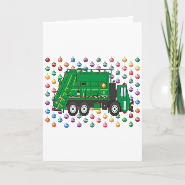 garbage truck Ornaments Holiday Card (Front)