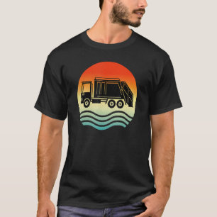 Garbage Truck Recycling Trash Retro Sunset Old Sch T-Shirt