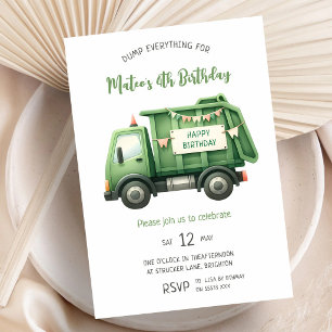 Garbage Truck Trash Bash 4th Birthday Invitation