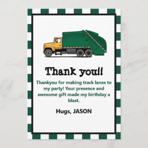 Garbage Truck Trash Boys Birthday Invitation