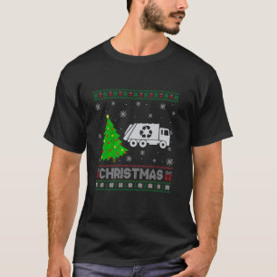 Garbage Truck Xmas Tree Lighting Ugly Christmas Sw T-Shirt