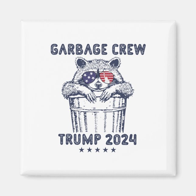 Garbyge Crew Vote Trump 2024 Funny Republican Racc Magnet (Front)