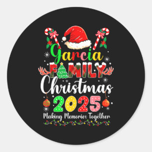 Garcia Family Christmas 2025 Matching Santa Hat Xm Classic Round Sticker