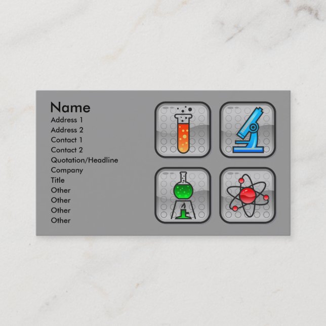 Garcya.us_ScienceIcons, Name, Address 1, Addres... Business Card (Front)