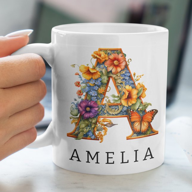 Garden Alphabet Letter A Monogram Coffee Mug (Creator Uploaded)