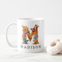 Garden Alphabet Letter M Monogram Coffee Mug