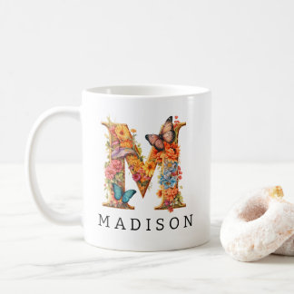 Garden Alphabet Letter M Monogram Coffee Mug