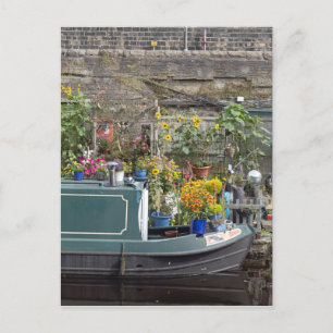 Garden and Narrow boat Postcard