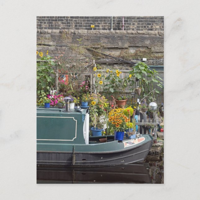Garden and Narrow boat Postcard (Front)