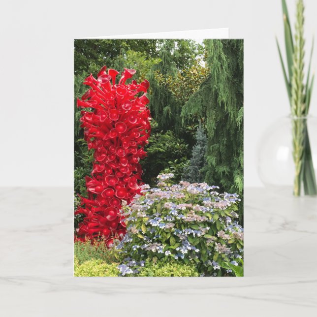 Garden and Red Glass Sculpture Card (Front)
