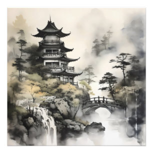 Garden Asian Ink Painting Photo Print