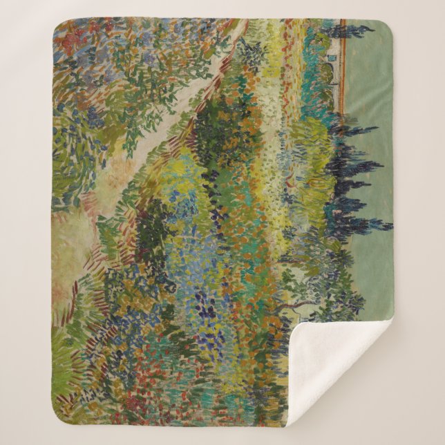 Garden at Arles by Vincent Van Gogh Sherpa Blanket (Front)