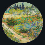 Garden at Arles | Vincent van Gogh Classic Round Sticker<br><div class="desc">Garden at Arles (1888) by Dutch post-impressionist artist Vincent van Gogh. Original artwork is an oil on canvas depicting a lush landscape of colourful flowers. 

Use the design tools to add custom text or personalise the image.</div>