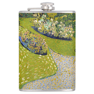Garden at Auvers, Vincent van Gogh Hip Flask