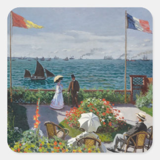 Garden at Sainte-Adresse - Claude Monet fine art Square Sticker