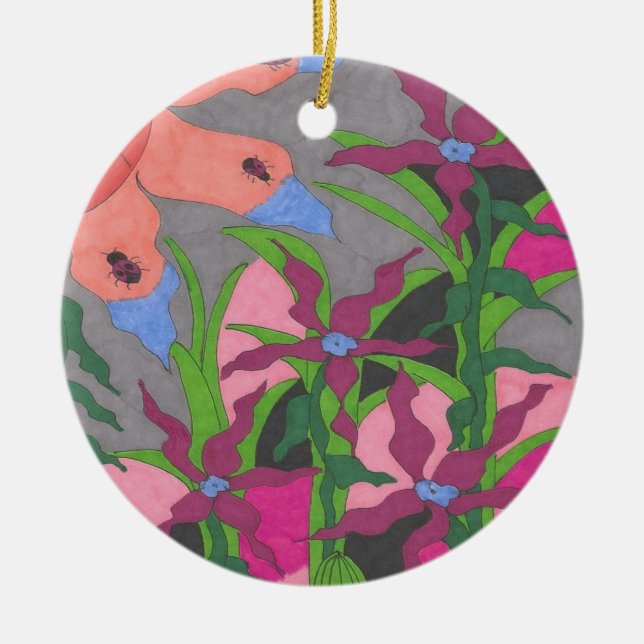 Garden at Twilight Stone Coaster Ceramic Ornament (Front)