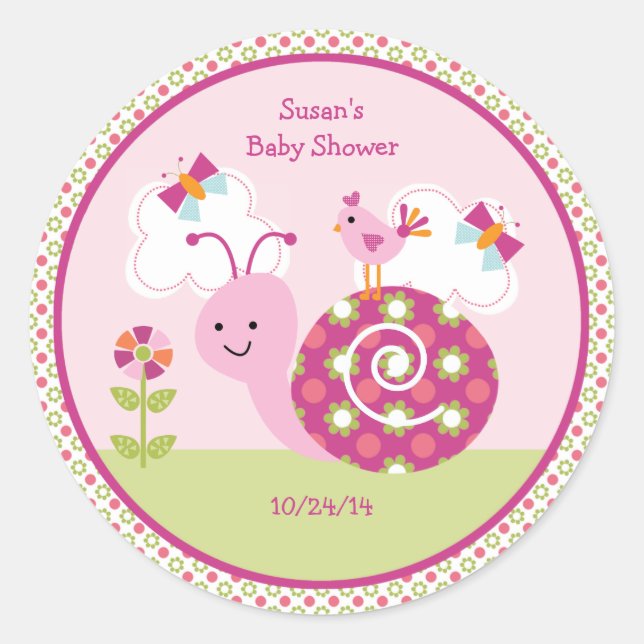 Garden Babies/Snail Girl Stickers/Cupcake Toppers Classic Round Sticker (Front)