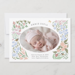 garden baby bloom   birth announcement girl
