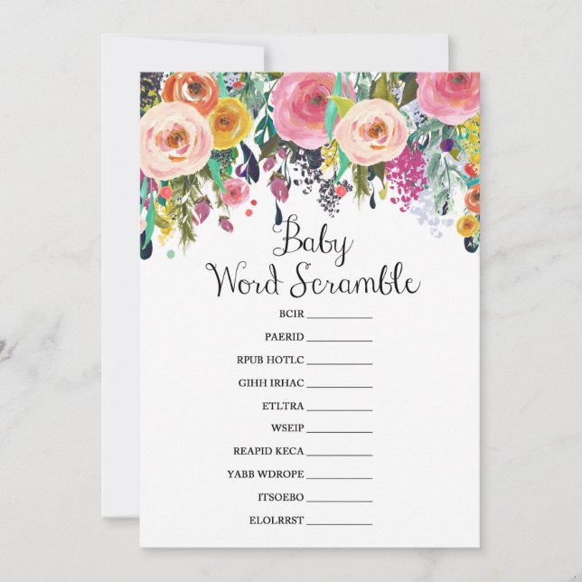 Garden Baby Shower Game w answer back 5x7 size Invitation (Front)