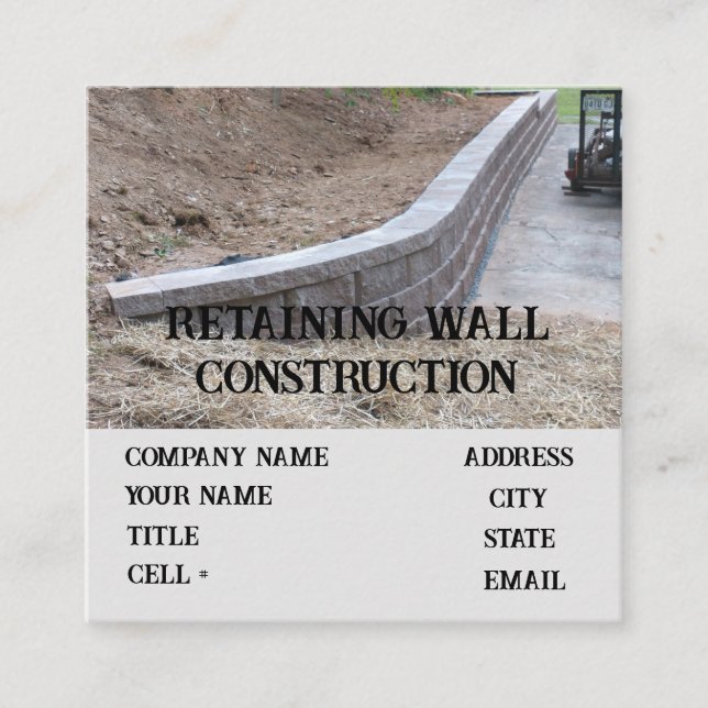 garden bed construction wall building soil support square business card (Front)