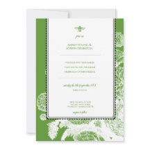 Garden Bee Toile Wedding Invitation