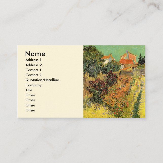 Garden Behind a House by Vincent van Gogh Business Card (Front)