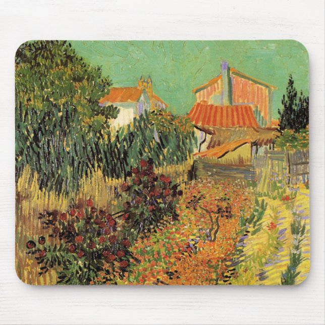 Garden Behind a House by Vincent van Gogh Mouse Pad (Front)