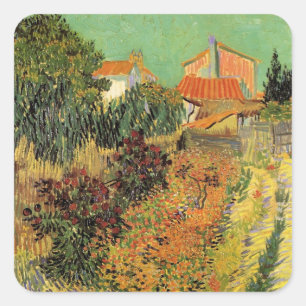 Garden Behind a House by Vincent van Gogh Square Sticker
